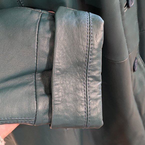 Excelled Collection Teal 100% Leather Coat NWT - Picture 6 of 15